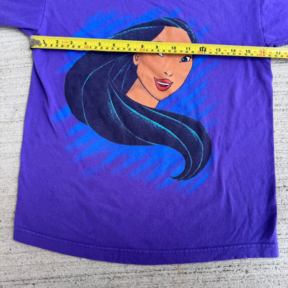 90s Kids Vintage Disney’s Pocahontas Purple Single Stitch 100% Cotton Short Sleeve T-Shirt Made In USA L 8Y 9Y 10Y