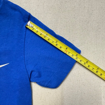 80s Kids Toddler Vintage Nike Blue Tag Yellow Big Logo Print Single Stitch Blue Tshirt / 2T 3T 4T / Made in USA