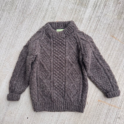 Toddler Kids Vintage Kennedy of Ardara Brown 100% Wool Irish Knit Pullover 4Y 5Y