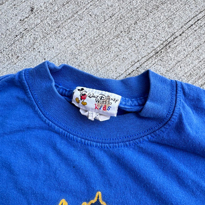Kids Vintage Disney Mickey Mouse Tower Of Terror Blue Short Sleeve 100% Cotton T-Shirt Made in USA M