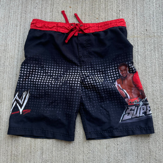 2012 Kids Youth Vintage WWE Big Logo Lined Swim Shorts With Strings Size M 8Y 9Y 10Y