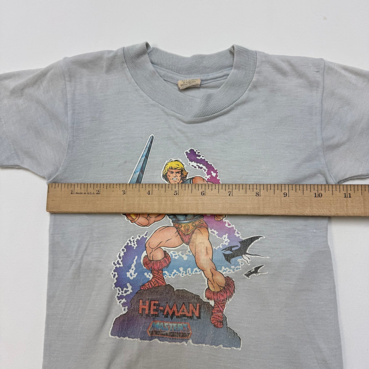 80s Kids Toddler Vintage He-Man Heat Transfer Print Gray Single Stitch Short Sleeve T-Shirt Junior Starts 4T Made in USA