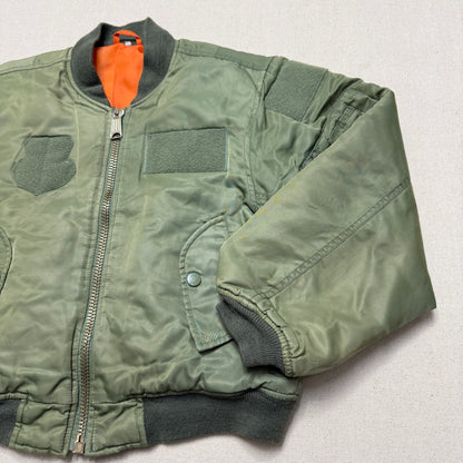 90s 2000' Kids Vintage Fox Outdoor Products Kahki Orange Reversible MA-1 Jacket / 7y 8y 9y