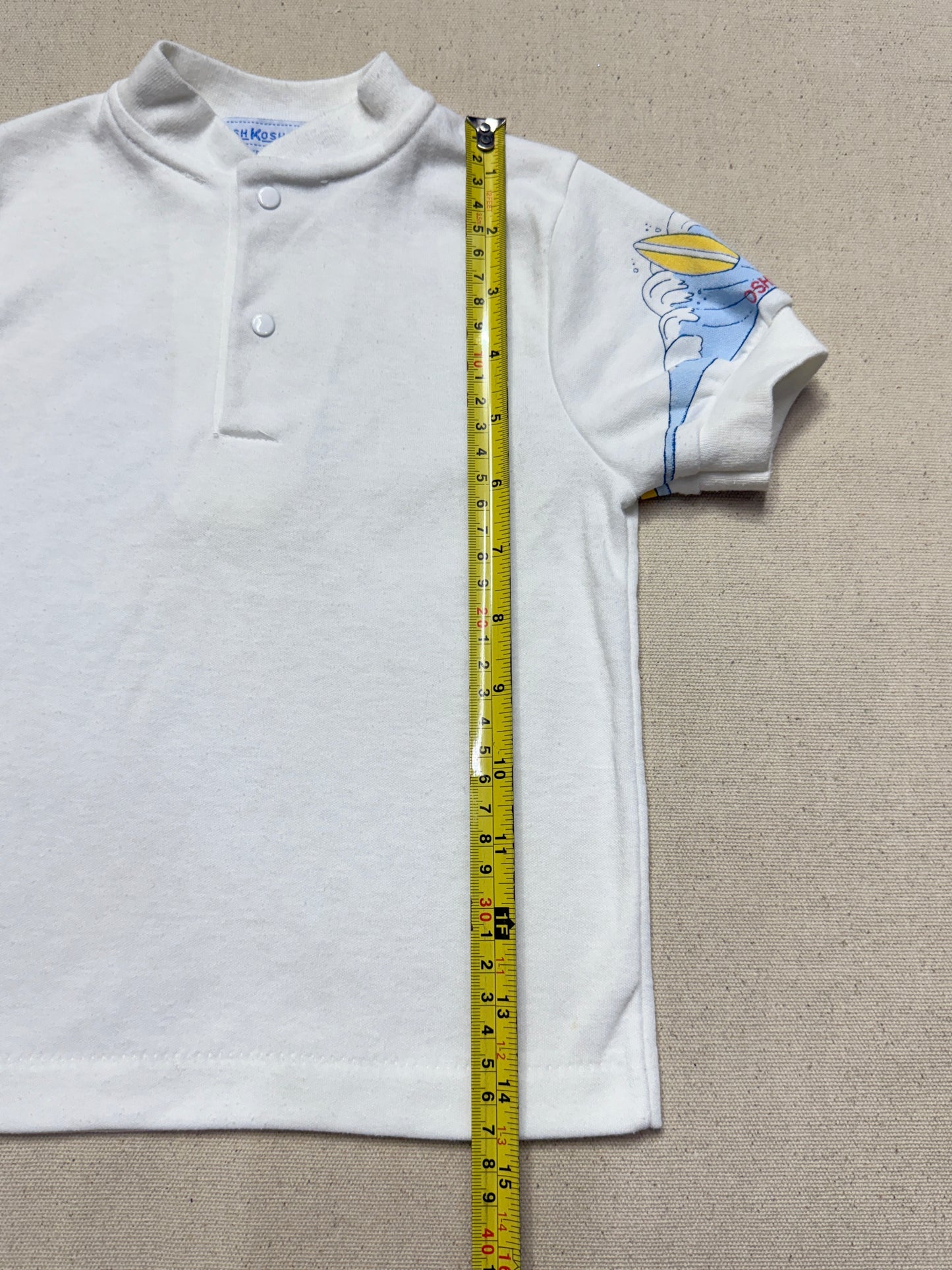 90s Kids Toddler Vintage Oshkosh Bgosh Surf Dog White Tshirt Top / 2T 3T / Made in USA