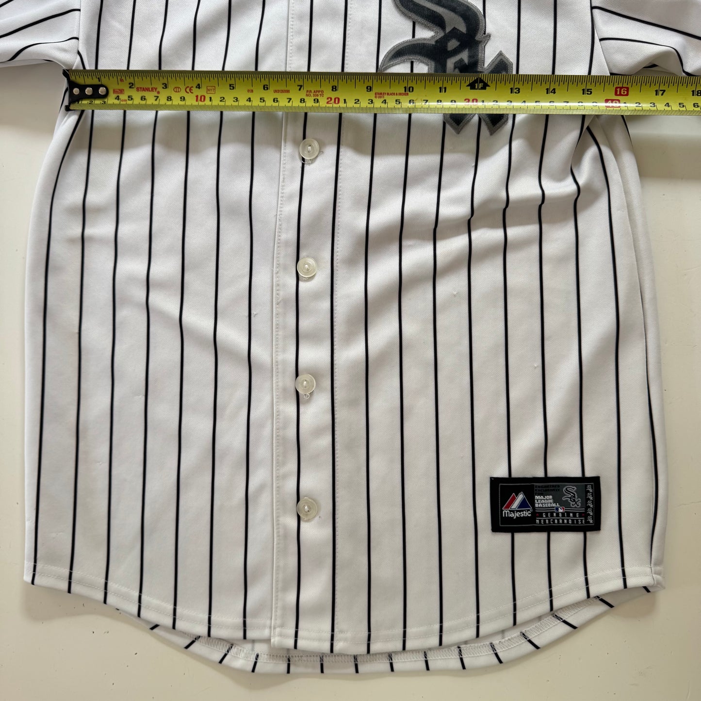 90s Kids Vintage MLB Majestic Jersey Chicago White Sox White/Black 23 Dye Button Up 11Y 12Y 13Y 14Y