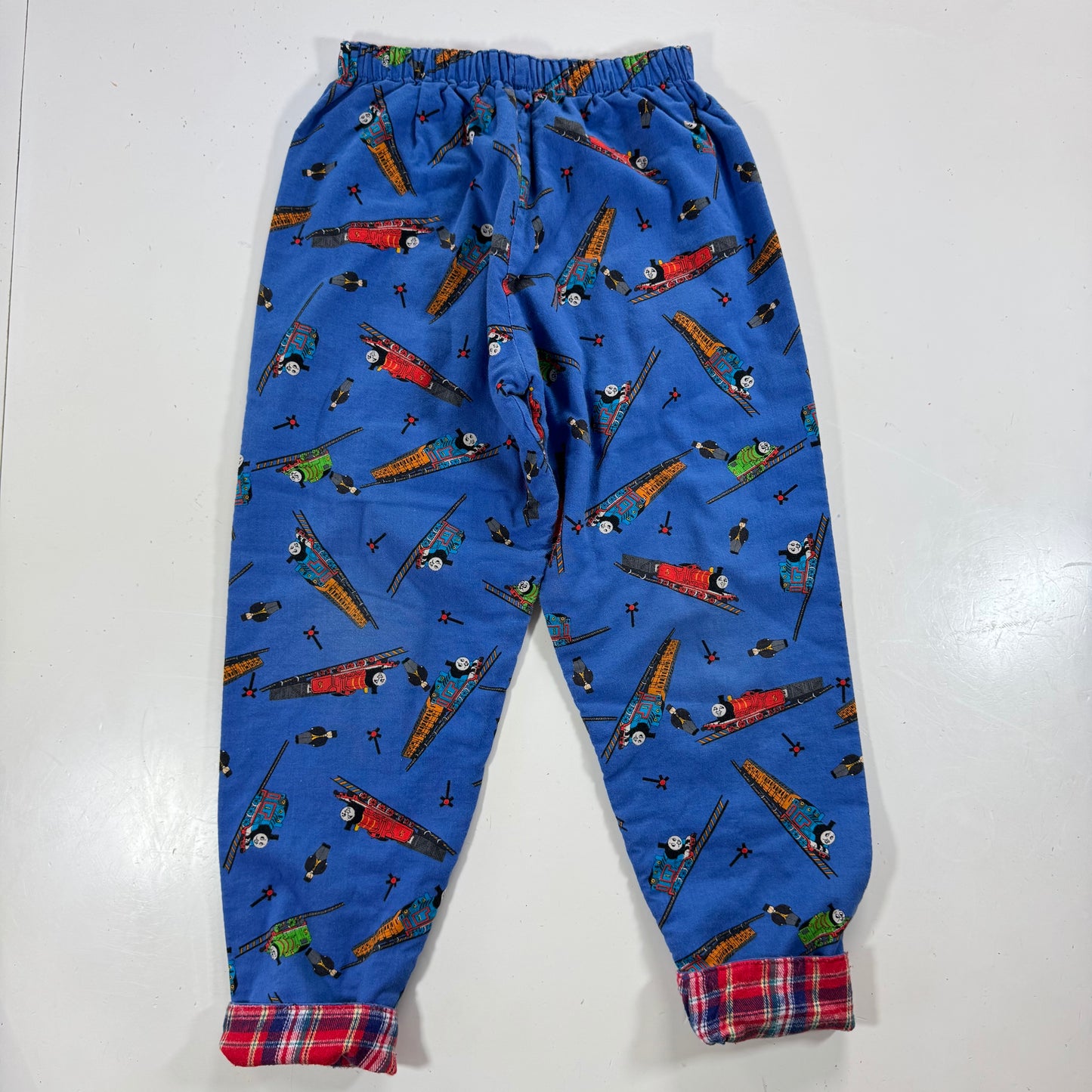 1996 90s Kids Toddler Vintage Thomas The Tank Engine & Friends Plaid Lined Pant AOP Trains Reversible 4Y 5Y Made in USA