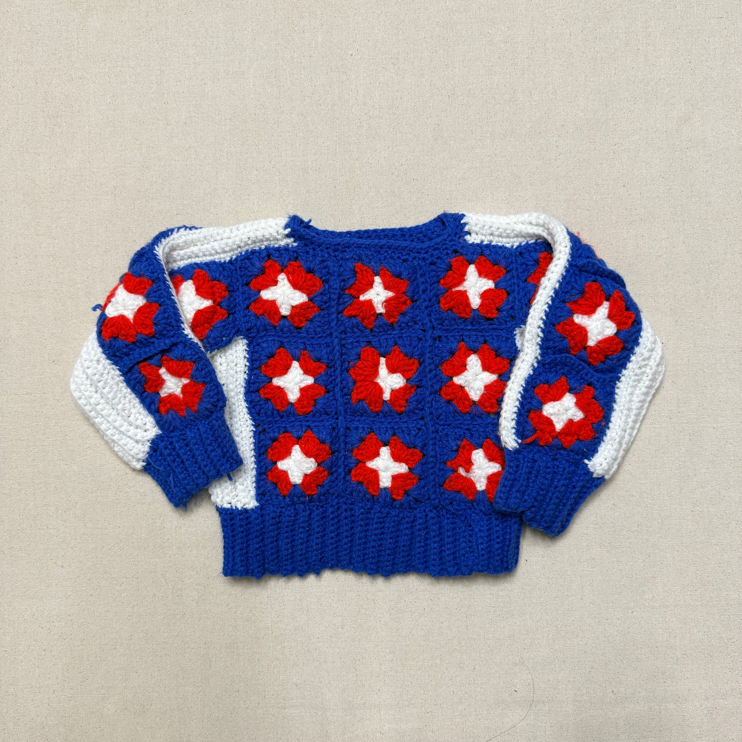 Kids Toddler Vintage Handmade Granny Square Knit Sweater / 2T 3T 4T