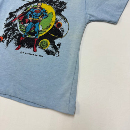 70s Kids Toddler Vintage DC Comics Superman Light Blue Short Sleeve Single Stitch Sears T-Shirt 4/5Y