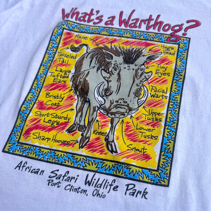 90s Kids Vintage What’s a Warthog? White 50/50 Single Stitch T-Shirt 10-12Y Baby Tee Made In USA