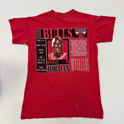 Early 90s Kids Teen Vintage Nutmeg NBA Chicago Bulls AOP Michael Jordan 23 Red Single Stitch Short Sleeve T-Shirt M 12-14Y Made in USA