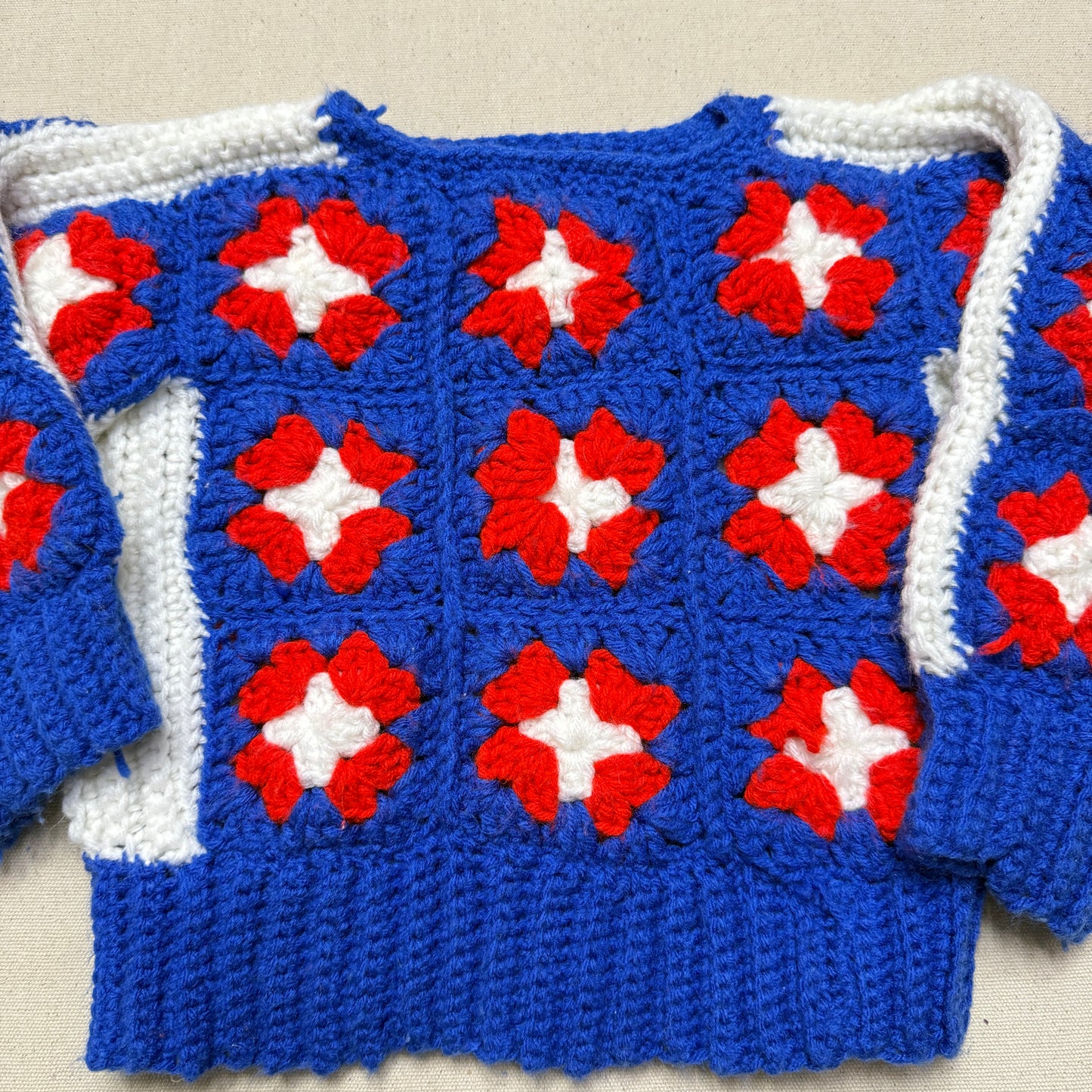 Kids Toddler Vintage Handmade Granny Square Knit Sweater / 2T 3T 4T