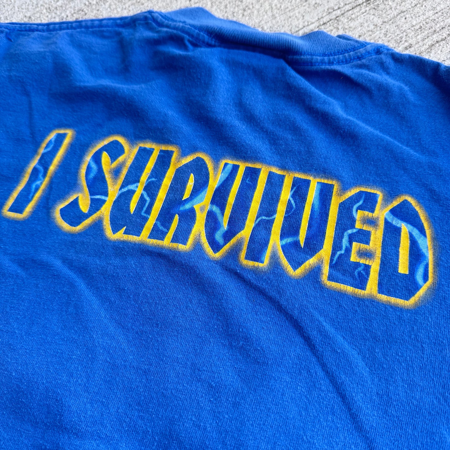 Kids Vintage Disney Mickey Mouse Tower Of Terror Blue Short Sleeve 100% Cotton T-Shirt Made in USA M