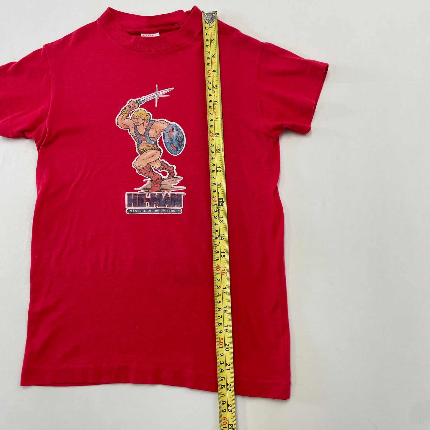 80s Kids Youth Vintage He-Man Masters of the Universe Heat Transfer Print Red Tshirt / Youth L 12-14y / Baby Tee / Made in USA