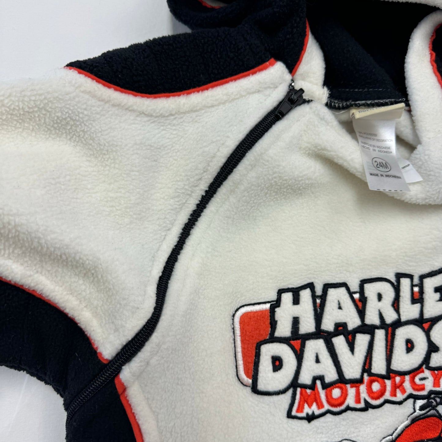 Kids Toddler Baby Harley Davidson Motorcycles Fleece Zip Onesie with Hood Big Logo 18m 24m 2Y