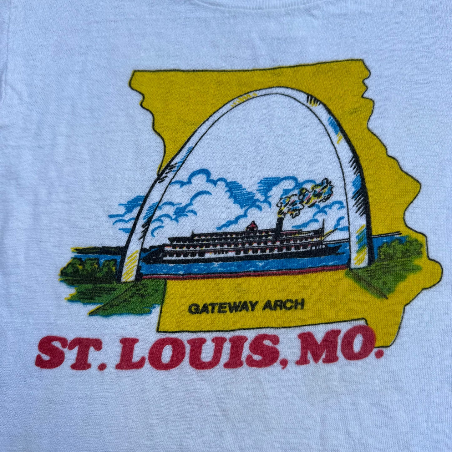 60s Kids Toddler Vintage Gateway Arch St Louis, Missouri Souvenir Single Stitch Short Sleeve T-Shirt 3Y 4Y 5Y Baby Tee