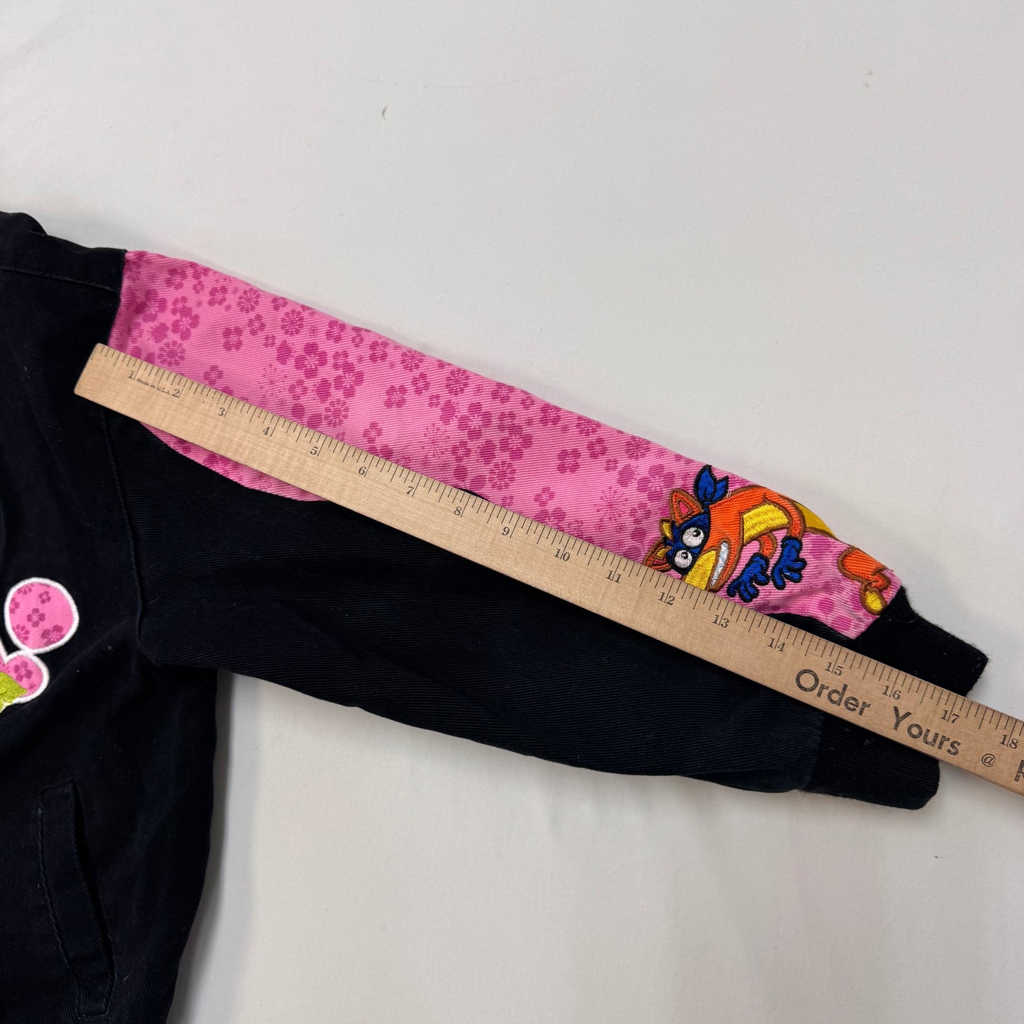 Kids DORA Racing Snap Pink and Black Jacket M 7Y 8Y