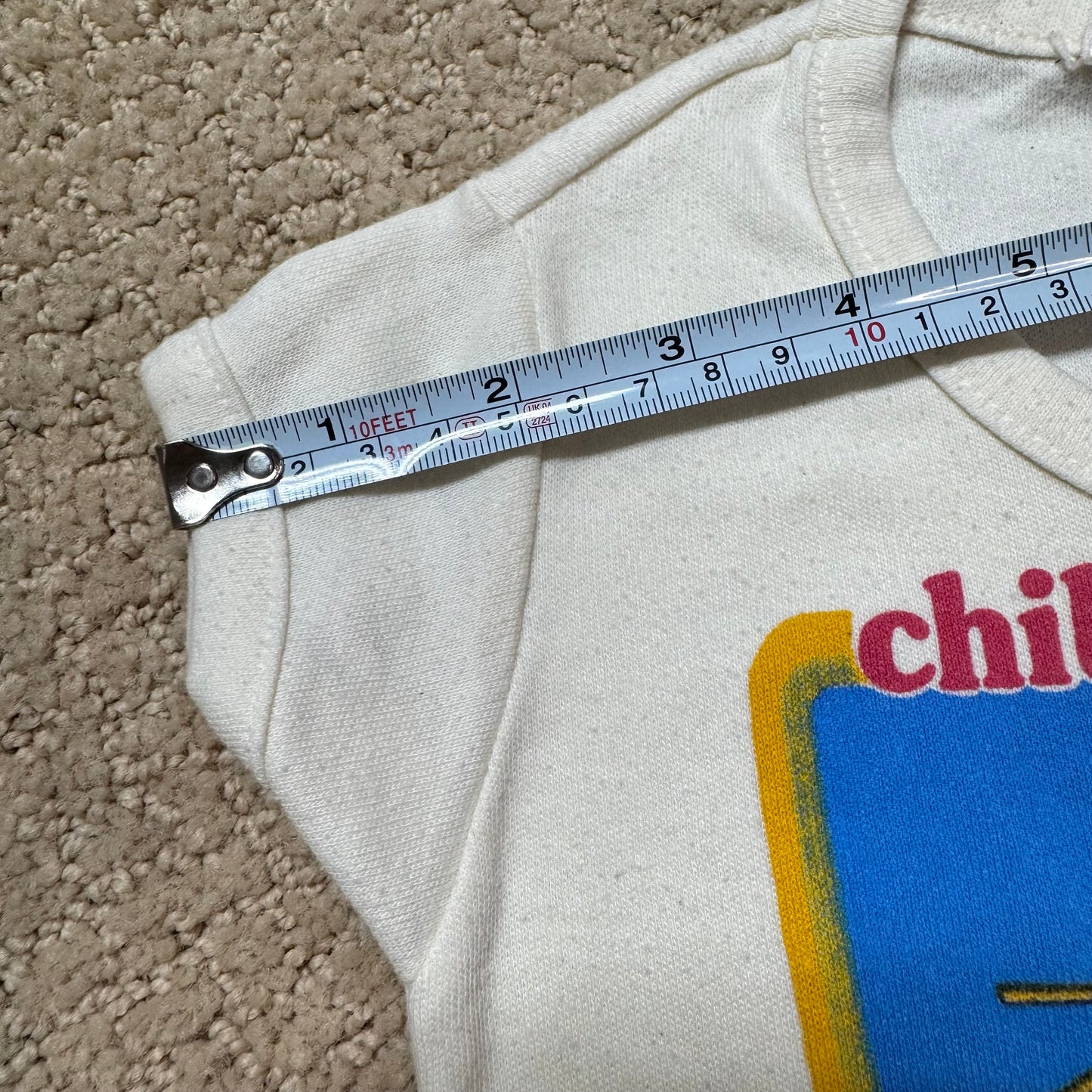 80s Kids Toddler Vintage Chibi•Geisha Cute Character Print Short Sleeve Off White T-Shirt XS 2T 3T Made in USA