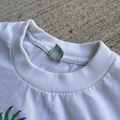 Early 2000s Kids Vintage Iguana Lizard Cancun Mexico White T-Shirt 10Y