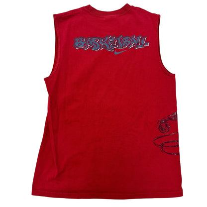 Y2K Kids Vintage Nike Red 100% Cotton Loose Tank Top M