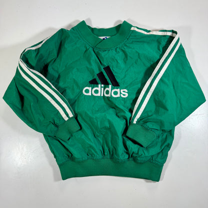 90s Kids Vintage Adidas Light Weight Green Lined Windbreaker Jacket Sweatshirt Big Logo M 5Y