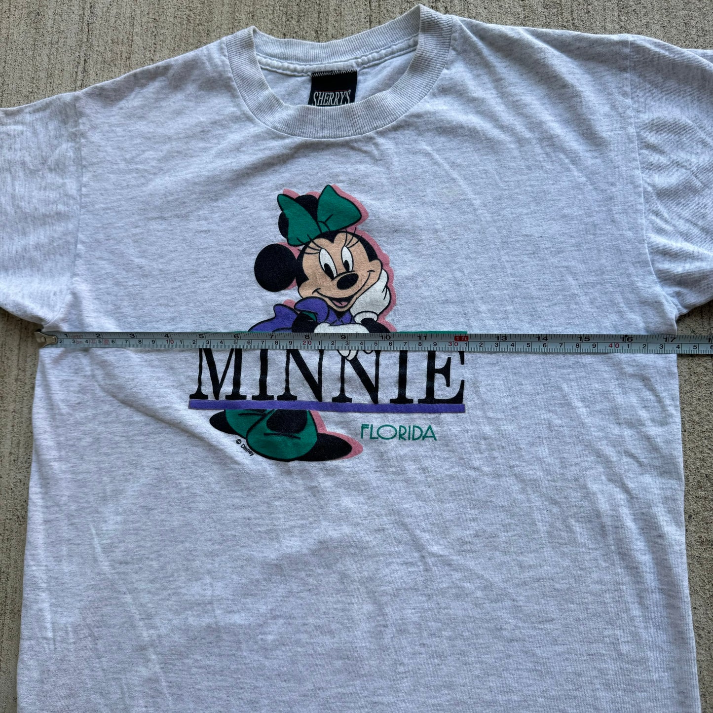 90s Kids Vintage Disney Minnie Mouse Florida Double Sided Gray 100% Cotton T-Shirt