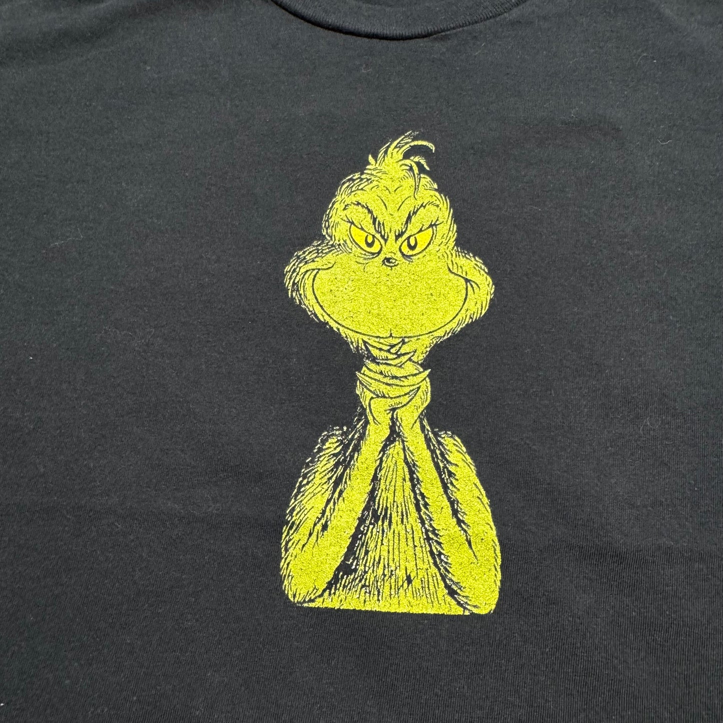 2000s Kids Vintage Grinch Character Print on Black Short Sleeve T-Shirt M 9Y 10Y Baby Tee