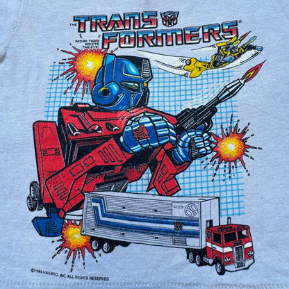 80s Kids Toddler Vintage Transformers Optimus Prime Gray Short Single Stitch T-Shirt 2T 3T