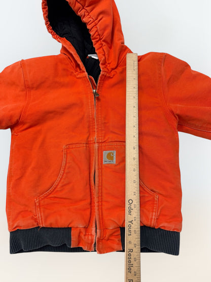 Kids Vintage Rare Color Carhartt Active Orange Safety Zip Lined Heavy Jacket S 7Y 8Y