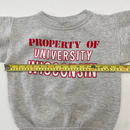 60’s Kids Vintage Property of University Wisconsin JOE BRENNER W Sided Print Sweatshirt / 5y-7y / Cotton Polyester / Made in USA