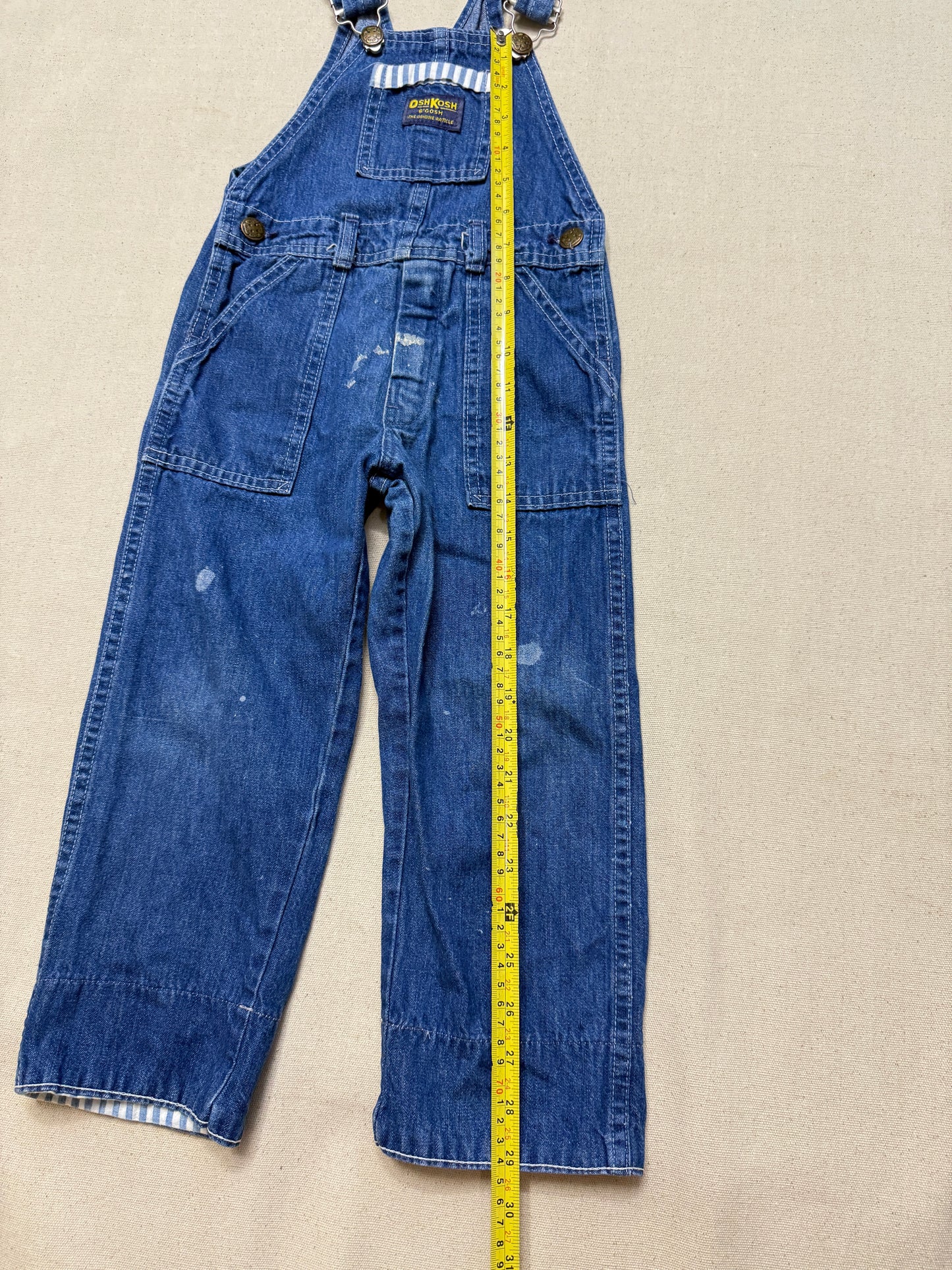 ASIS / 80s Kids Toddler Vintage Oshkosh Bgosh Stripe Pattern Denim Overall / 3T 4T / Made in USA