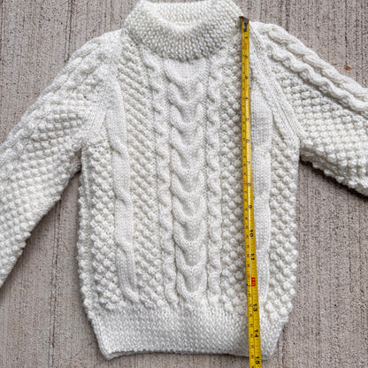 Toddler Kids Vintage Hand Knit Cream Off White Pullover Sweater 2Y 3Y 4Y