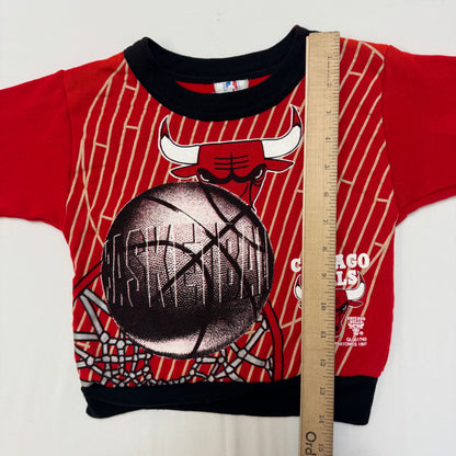90s Kids Vintage Toddler NBA Red Chicago Bulls Long Sleeve Sweatshirt 3T Made in USA
