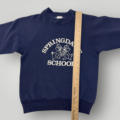 80s 90s Kids Vintage Springdale School Navy Crew Sportswear Tag Sweatshirt Made in USA 7Y 8Y 9Y