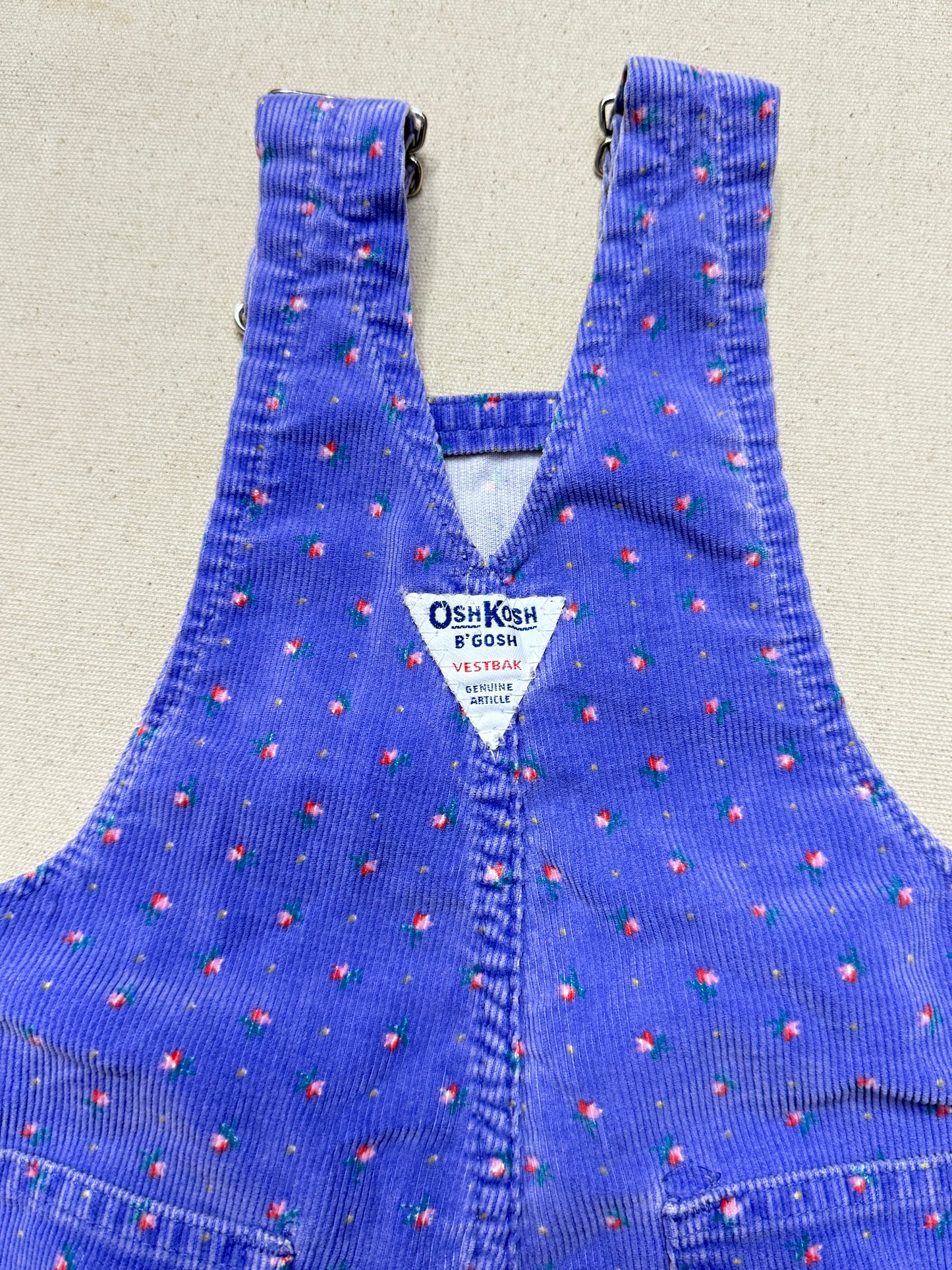 90s Kids Toddler Vintage Oshkosh Bgosh Flower AOP Light Purple Corduroy Overall / 2T 3T / Made in USA