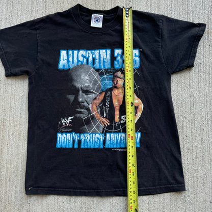 2001 Kids Vintage Youth Small Adult WWF Steve Austin 3:16 Don’t Trust Anybody T-Shirt Black 100% Cotton Size L