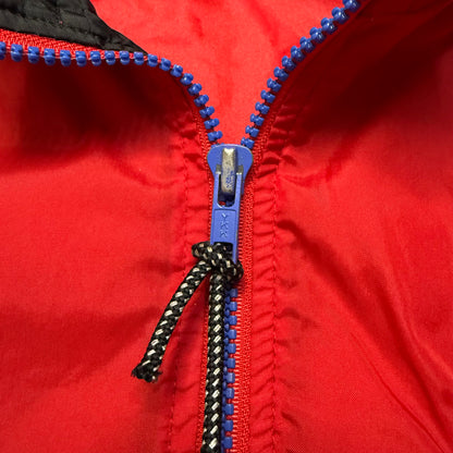 90s Kids Vintage Nike Red Blue Multicolour Hidden Hood with Light Reflector Windbreaker Light Jacket  / 6y 7y 8y