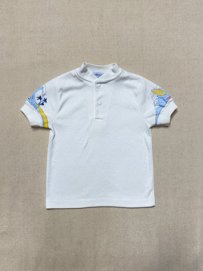 90s Kids Toddler Vintage Oshkosh Bgosh Surf Dog White Tshirt Top / 2T 3T / Made in USA