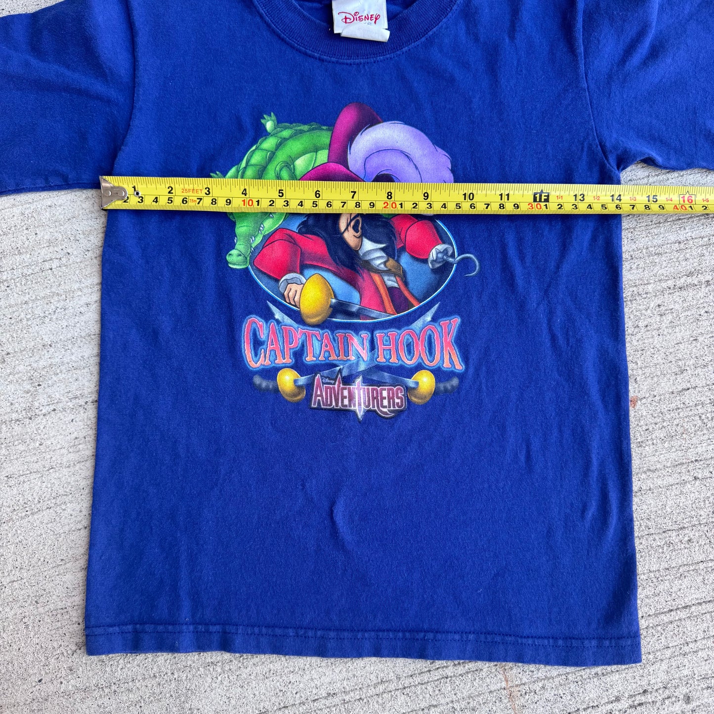 Early 2000s Kids Toddler Vintage Disney’s Captain Hook Adventures Blue 100% Cotton Short Sleeve T-Shirt Made In USA XS 3Y 4Y 5Y