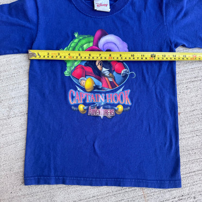 Early 2000s Kids Toddler Vintage Disney’s Captain Hook Adventures Blue 100% Cotton Short Sleeve T-Shirt Made In USA XS 3Y 4Y 5Y