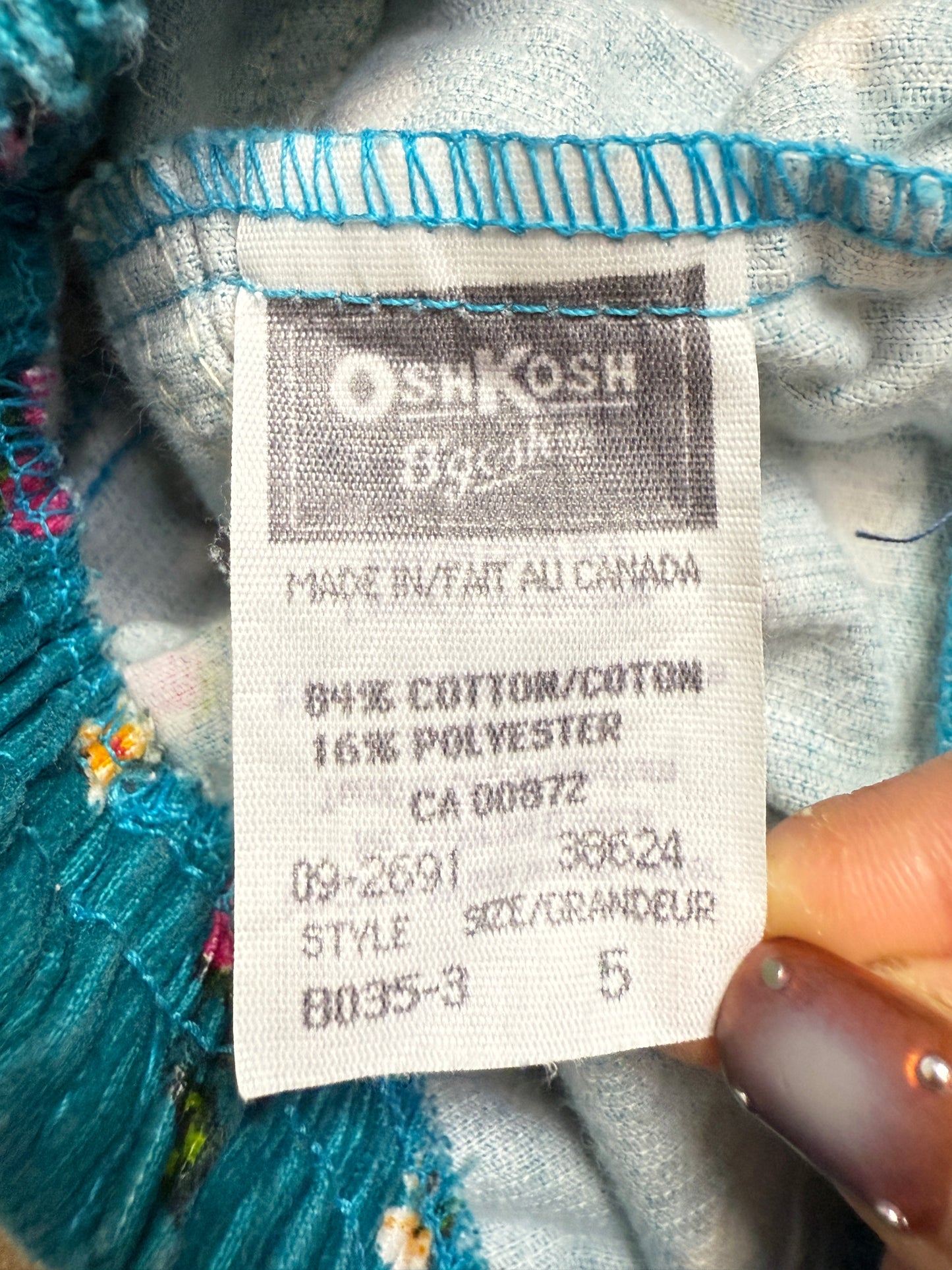 90s Kids Toddler Vintage Oshkosh Bgosh Fruits Flower AOP Corduroy Elastic Pants / 4T 5T