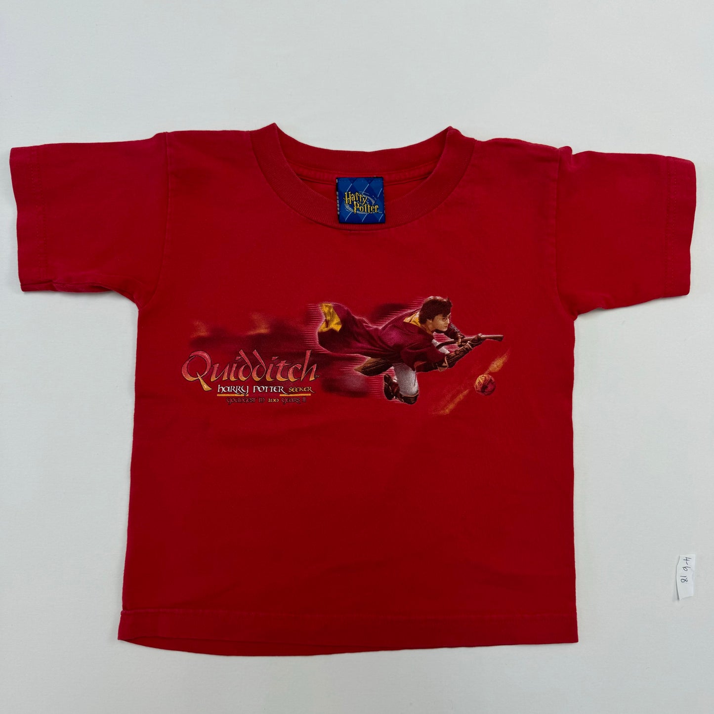 2002 Kids Toddler Vintage Harry Potter Seeker Quidditch Warner Bro Red T-Shirt 4Y 5Y 6Y Baby Tee