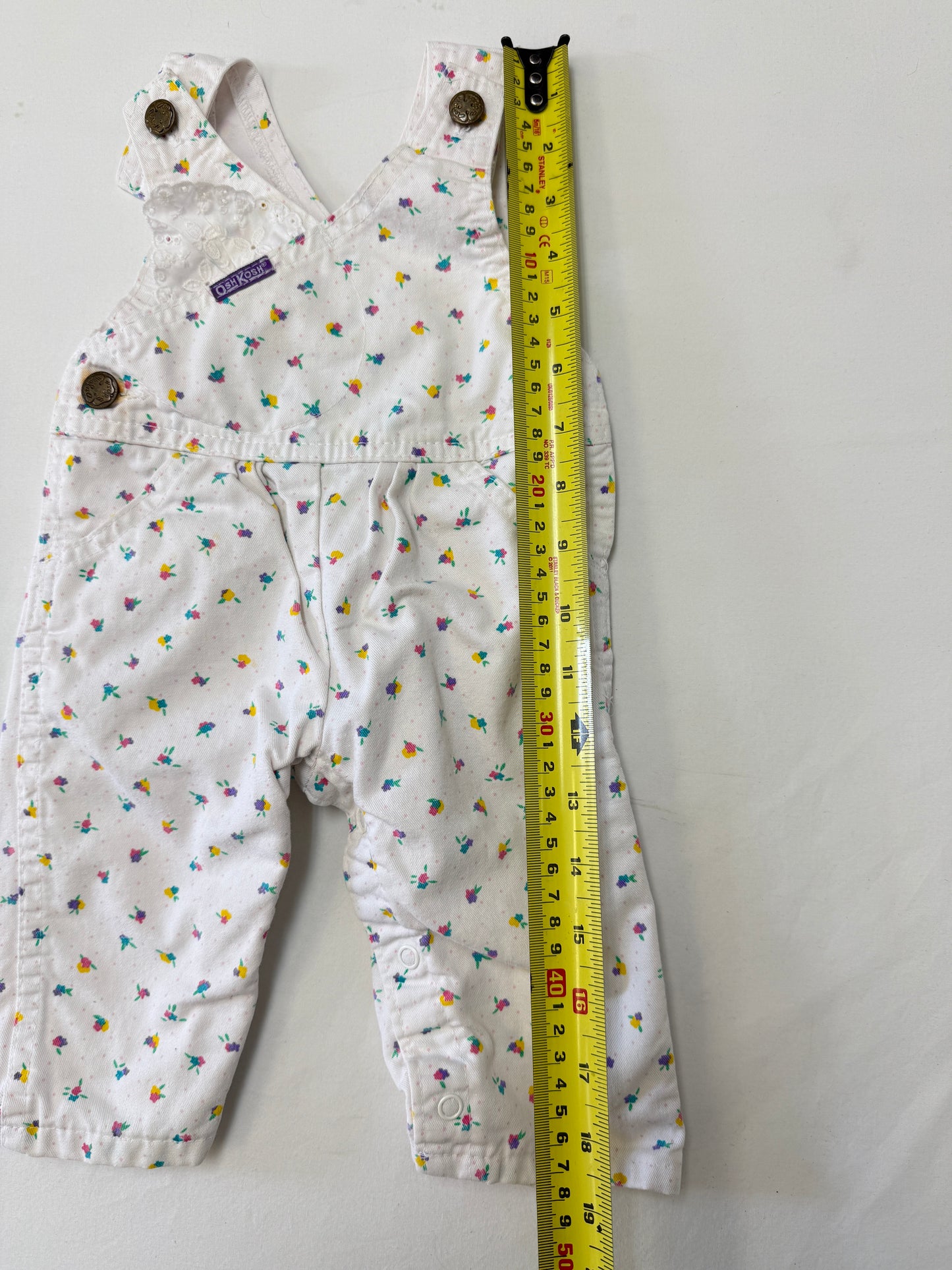 90s Kids Infant Baby Vintage Oshkosh Bgosh Floral AOP Longsleeve Shirt and Overall 2pc Set / 0m 3m / Made in USA