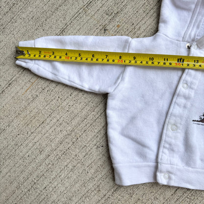 70s 80s Baby Vintage Walt Disney World Pooh Snap White Long Sleeve Sweatshirt With Hood 6m 9m 12m