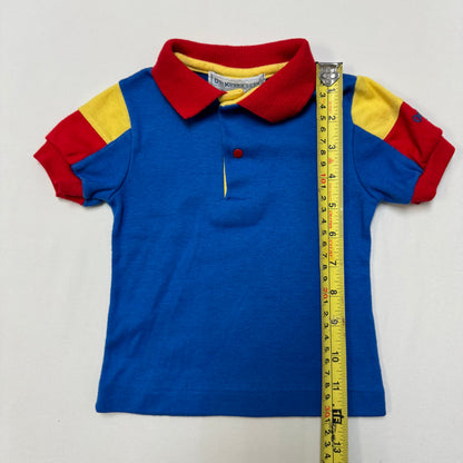 90s Kids Toddler Vintage Oshkosh B’Gosh Blue Yellow Red Golf Top / 18m/Made in USA