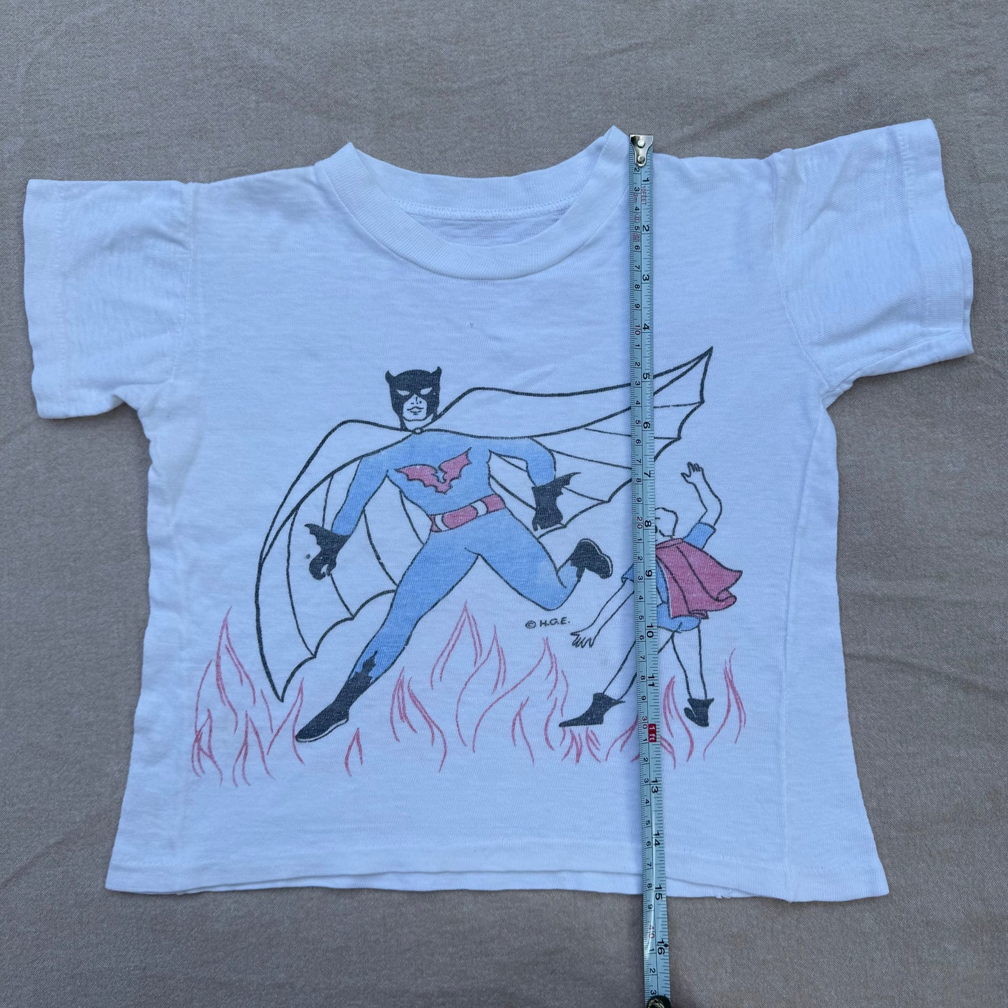 60s 70s Kids Vintage Rare  Batman and Robyn White Single Stitch T-Shirt 3Y 4Y 5Y Baby Tee