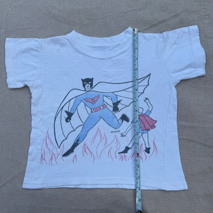 60s 70s Kids Vintage Rare  Batman and Robyn White Single Stitch T-Shirt 3Y 4Y 5Y Baby Tee