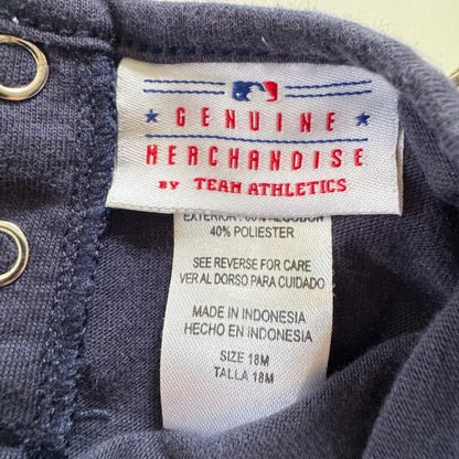 2000s Kids Girls Toddler 2 Piece  Set MLB New York Yankees Adjustable Strap Khaki Dress Baseball Pattern With Short Sleeve Navy T-Shirt 18 m