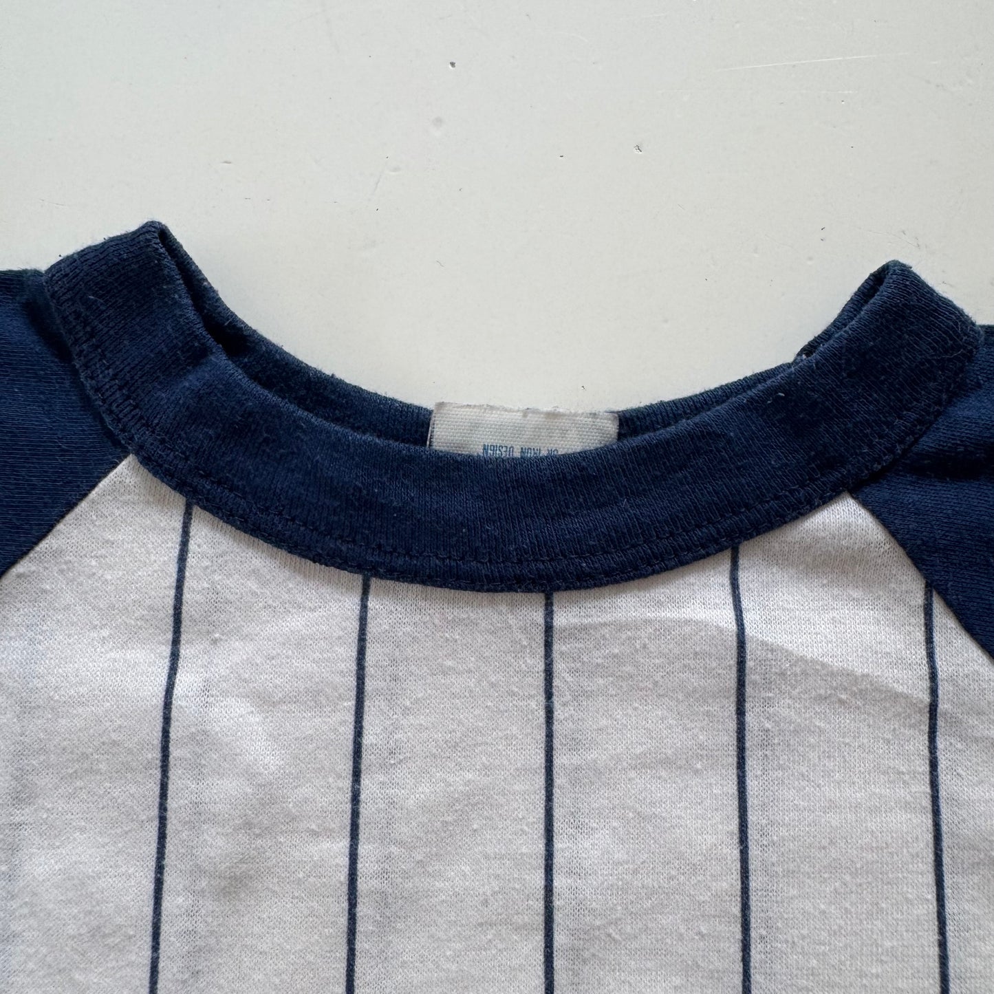 80s Kids Vintage MLB New York Yankees Striped Navy White Short Sleeve T-Shirt Made In USA M 10Y 11Y 12Y