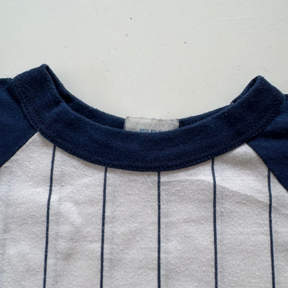 80s Kids Vintage MLB New York Yankees Striped Navy White Short Sleeve T-Shirt Made In USA M 10Y 11Y 12Y