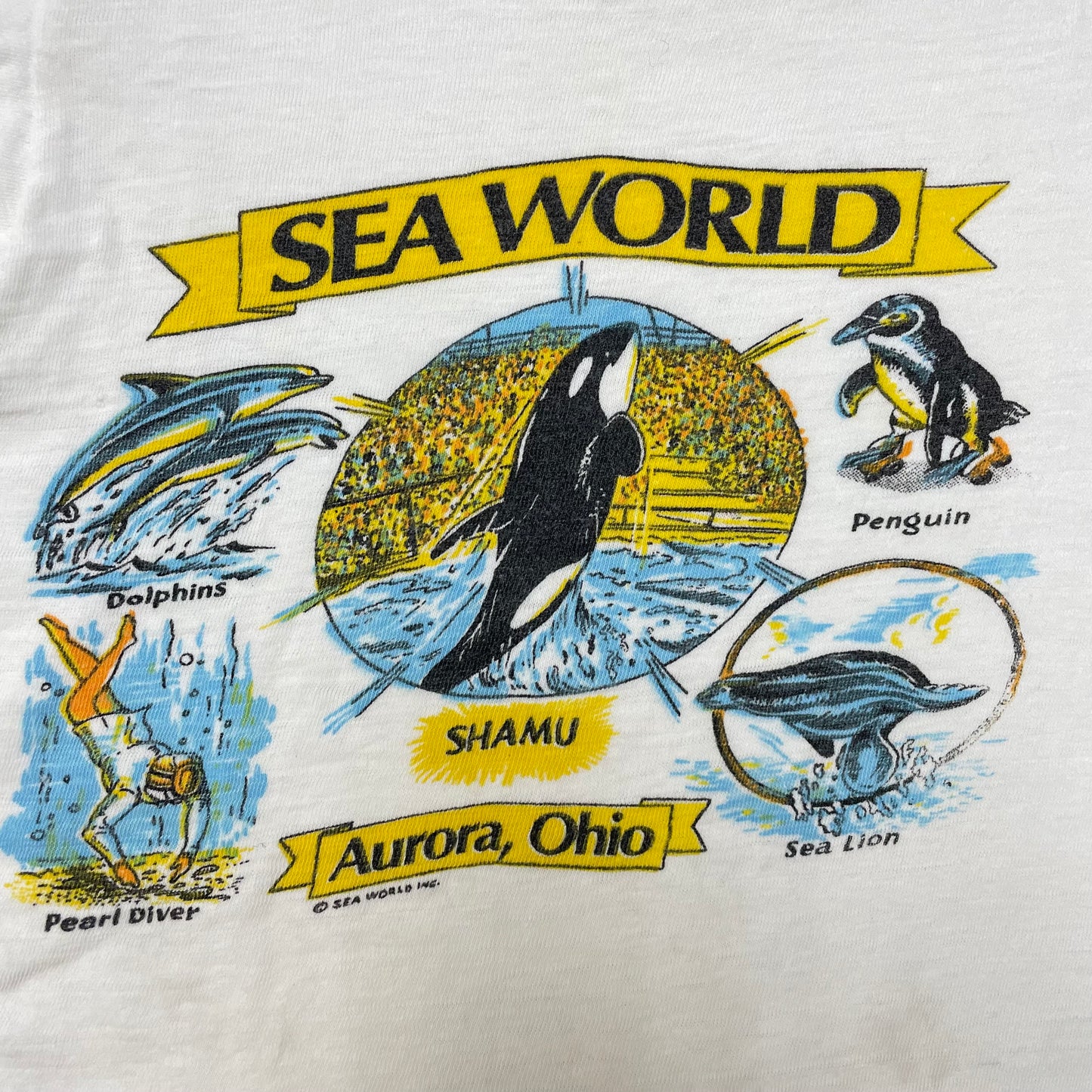 70s Kids Toddler Vintage Sea World Aurora Ohio Sea Animals Water Show Souvenir Tshirt / 2y 3y 4y